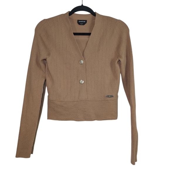 Bebe Beige Button-Up Cardigan - Picture 1 of 6